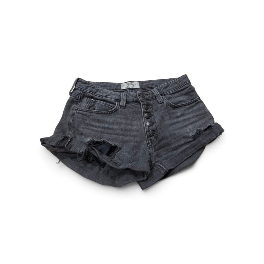 Free People We The Free Distress Denim Shorts Washed Black grunge Streetwear 25